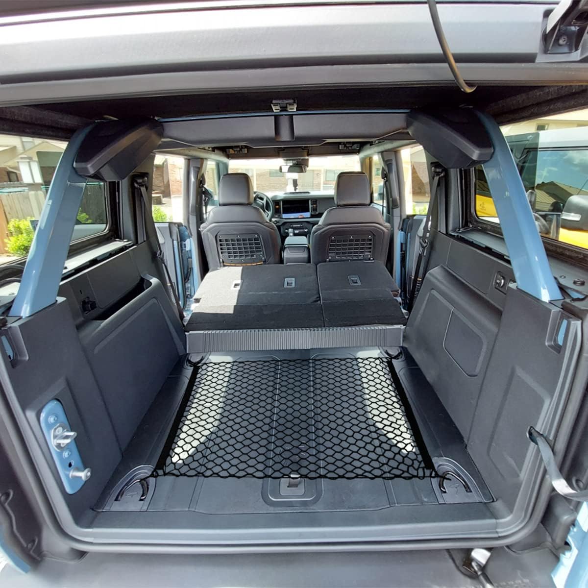 Muslogy Compatible with Ford Bronco 2024 2023 2022 2021 Cargo Mesh Net Accessories, 2/4 Door Stretchable Trunk Organizer Cargo Net Elastic Mesh with Hooks (4 Door)