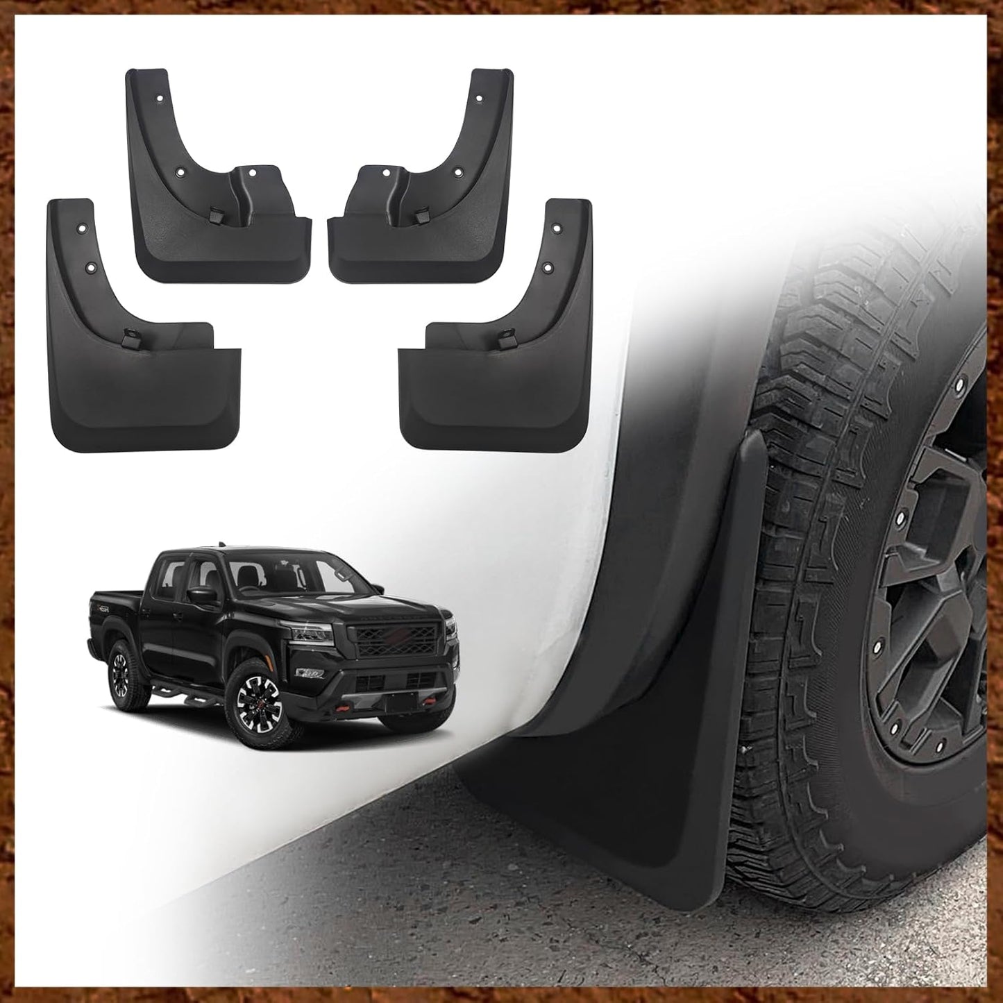 Muslogy for Frontier 2025 2024 2023 2022 Accessories Mud Flaps Splash Guards Mudguards 4PCS Front & Rear Splash Guard No Drilling Required Compatible with Nissan Frontier 2022-2025 (S/SV)
