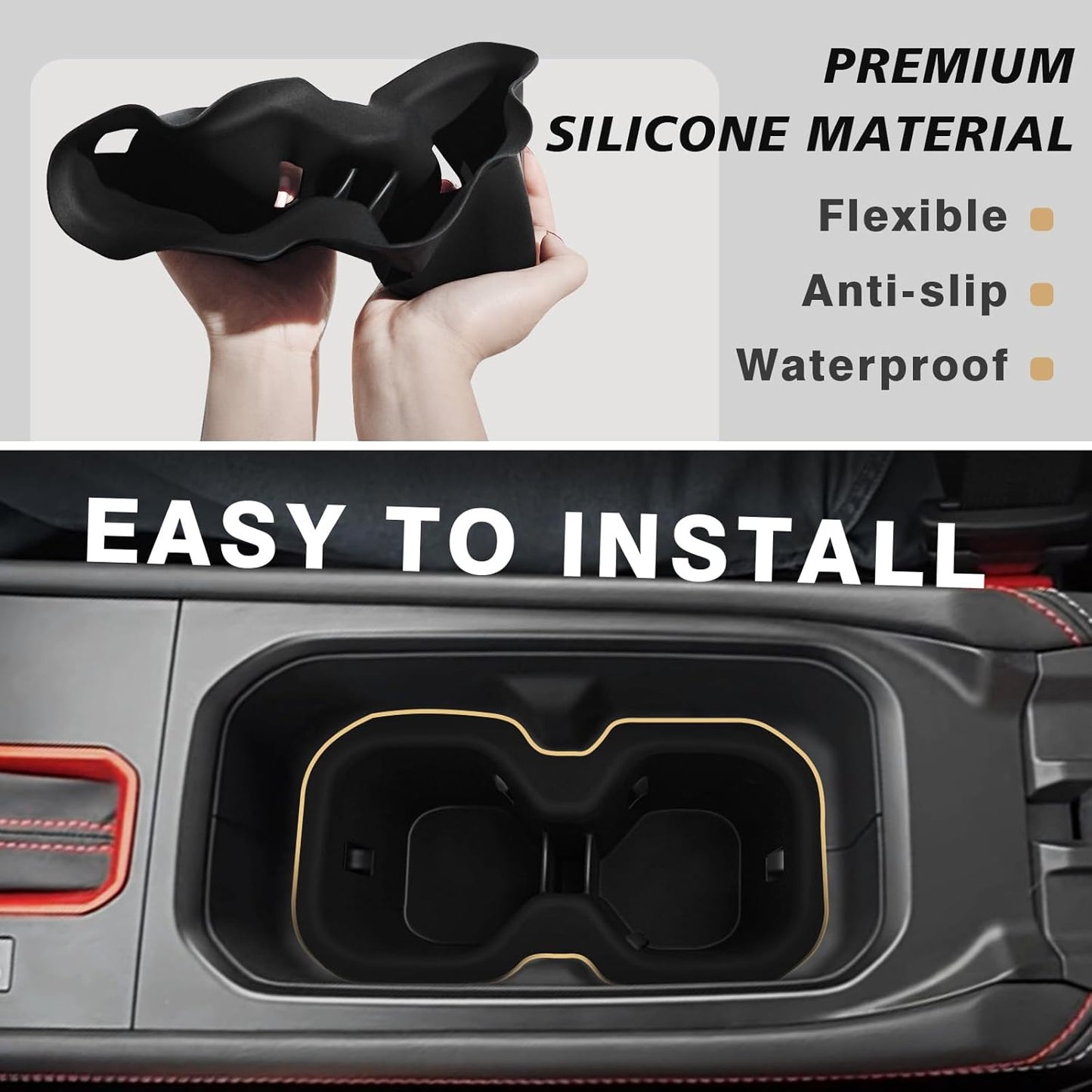 Muslogy Center Console Organizer & Cup Holder Insert 3PCS Set Compatible with 2025 Nissan Kicks Armrest Box Divider Gear Shift Storage Pocket Drink Stopper (Console Tray & Side Pocket & CupHolder)