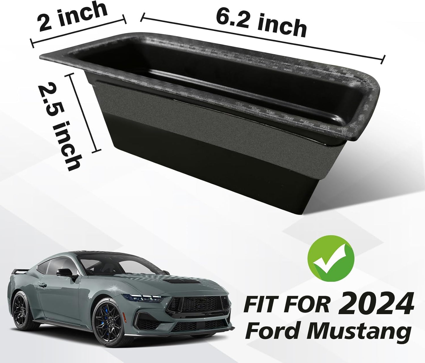 Muslogy for 2024 2025 Mustang Door Handle Storage Box 2PCS Door Pocket Insert Organizer Interior Accessories Armrest Phone Container ABS Tray Compatible with Ford Mustang 2024 2025
