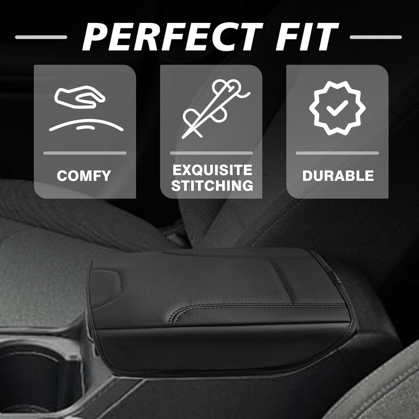 Muslogy Center Console Armrest Cover Compatible with Kia K4 2025 Comfort Armrest Pad Arm Rest Cushion Vegan Leather Protector Regular Thick