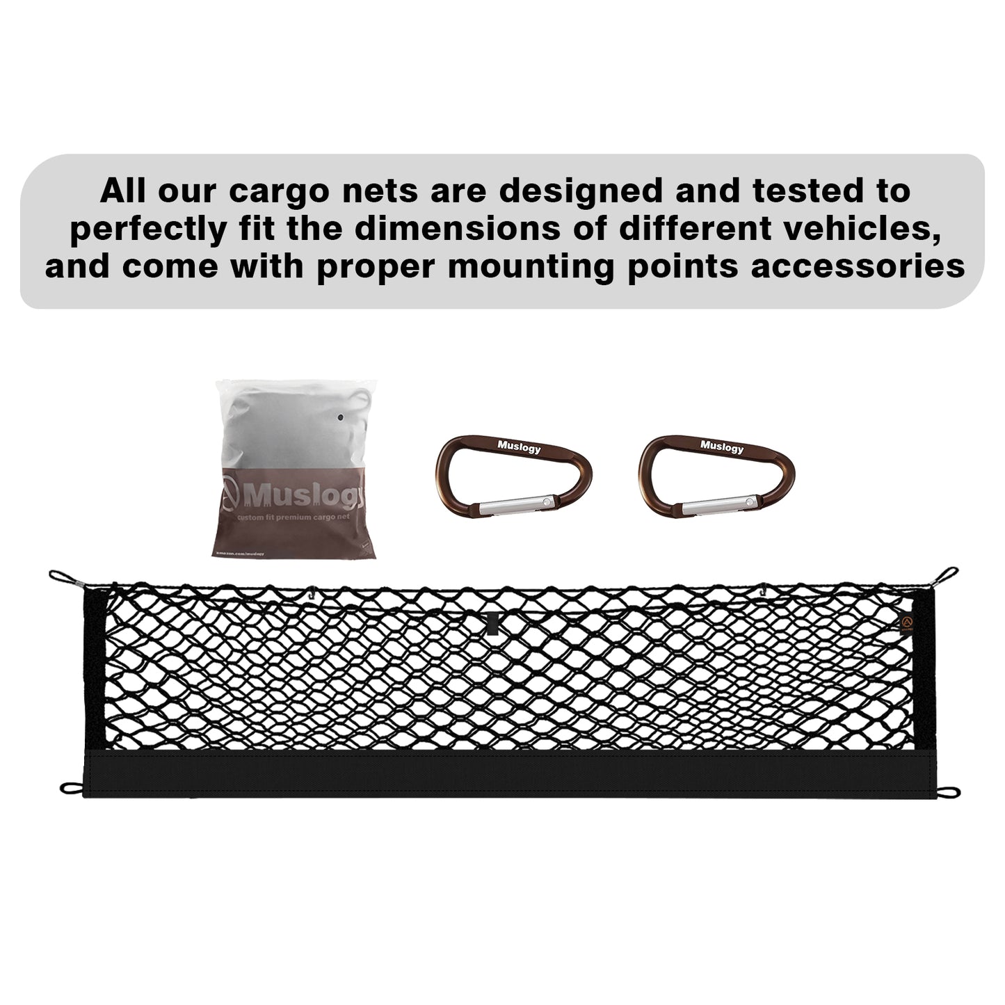 Muslogy Envelope Style Trunk Cargo Net Compatible with 2020-2024 2025 Kia Telluride Accessories Custom Fit Trunk Organizer Upgraded Mesh Storage Luggage Net with Metal Hooks