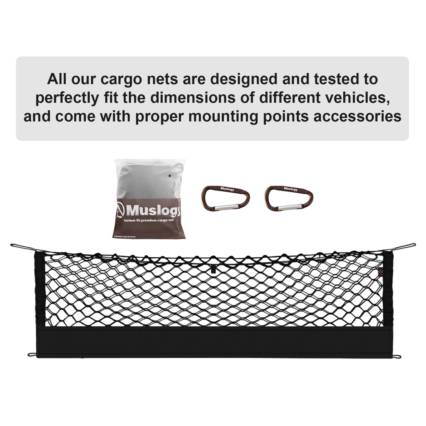 Muslogy Envelope Style Trunk Cargo Net Compatible with 2015-2021 Jeep Grand Cherokee Accessories Custom Fit Trunk Organizer Upgraded Mesh Storage Luggage Net with Metal Hooks (WK2 ONLY)