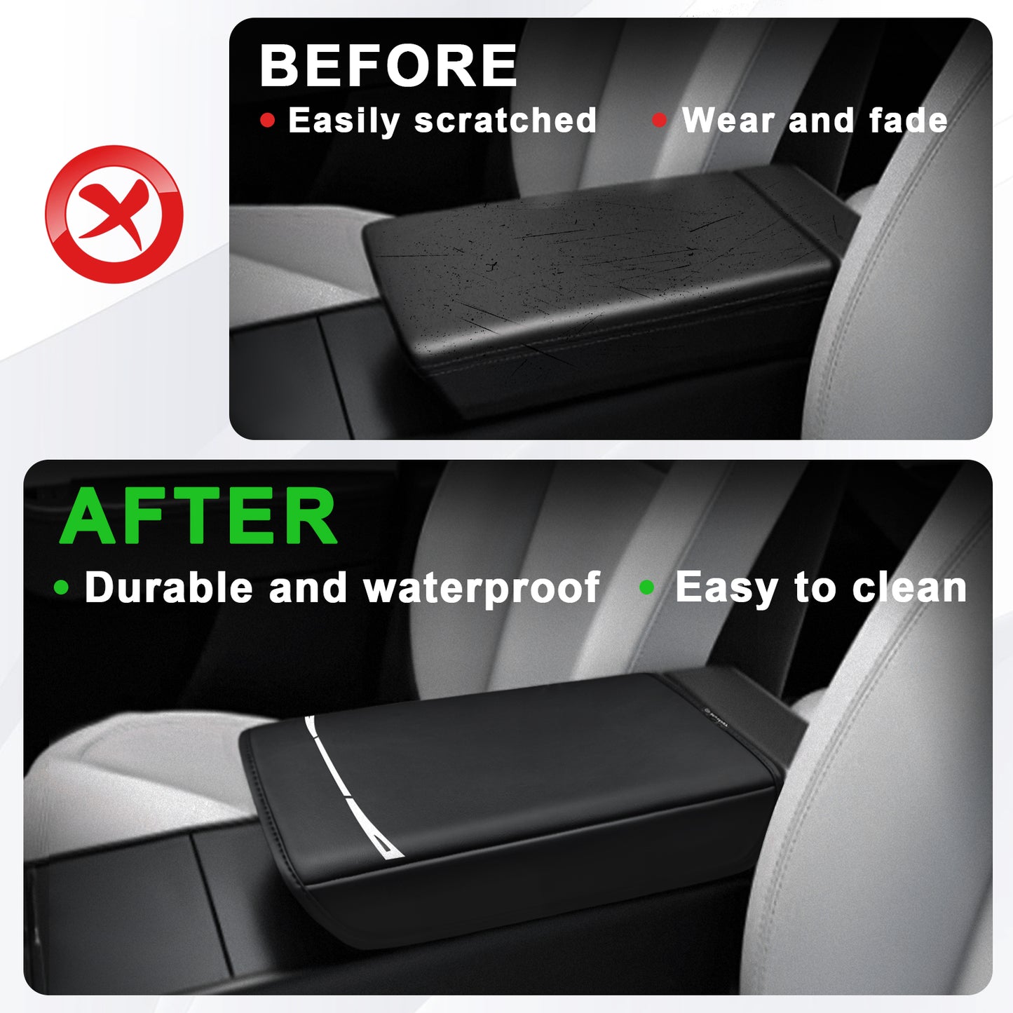 Muslogy Center Console Armrest Cover Compatible with Tesla Model Y Refresh 2026 Comfort Armrest Pad Arm Rest Cushion Vegan Leather Protector Regular Thick (25+ |Juniper|, Regular)
