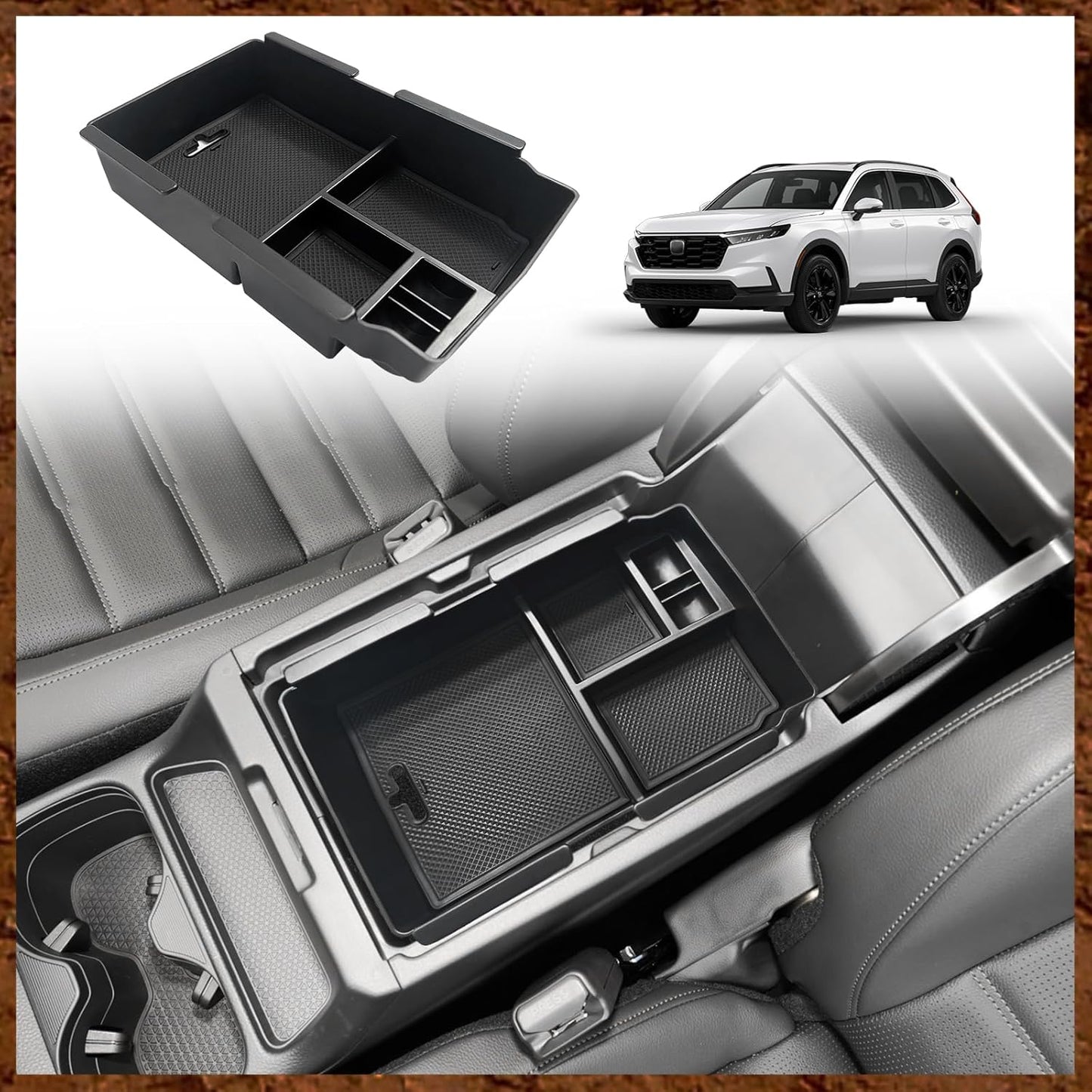Muslogy Center Console Organizer with Coin Holder Compatible with Honda CRV & CRV Hybrid 2023 2024 2025 LX EX Sport EX-L Sport Touring Hybrid Accessories (Black)
