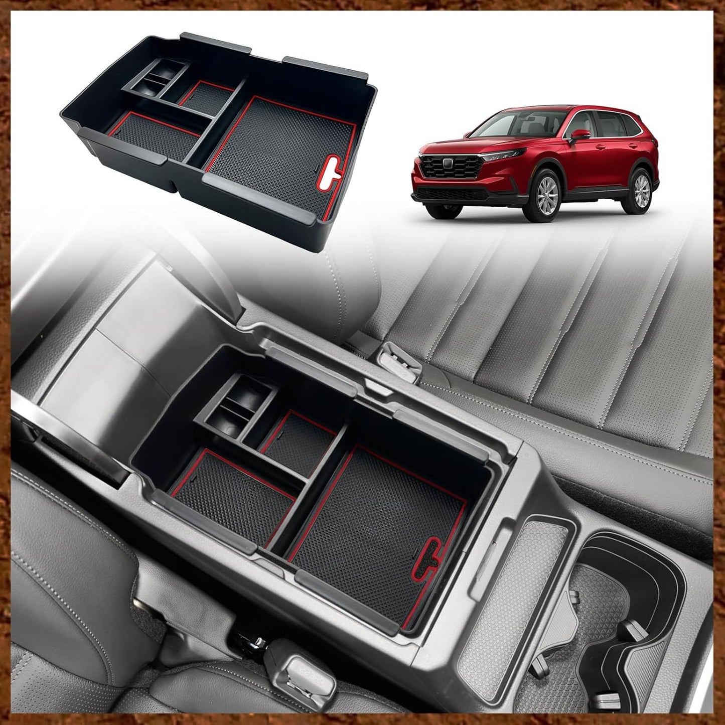 Muslogy Center Console Organizer with Coin Holder Compatible with Honda CRV & CRV Hybrid 2023 2024 2025 LX EX Sport EX-L Sport Touring Hybrid Accessories (Black)