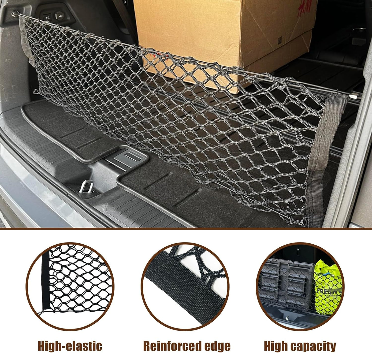 Muslogy for Pilot 2023 2024 2025 Rear Trunk Cargo Net Stretchable Organizer Elastic Mesh Net Compatible with Honda Pilot 2023+ Sport EX-L & 2026 Passport TrailSport Touring Elite
