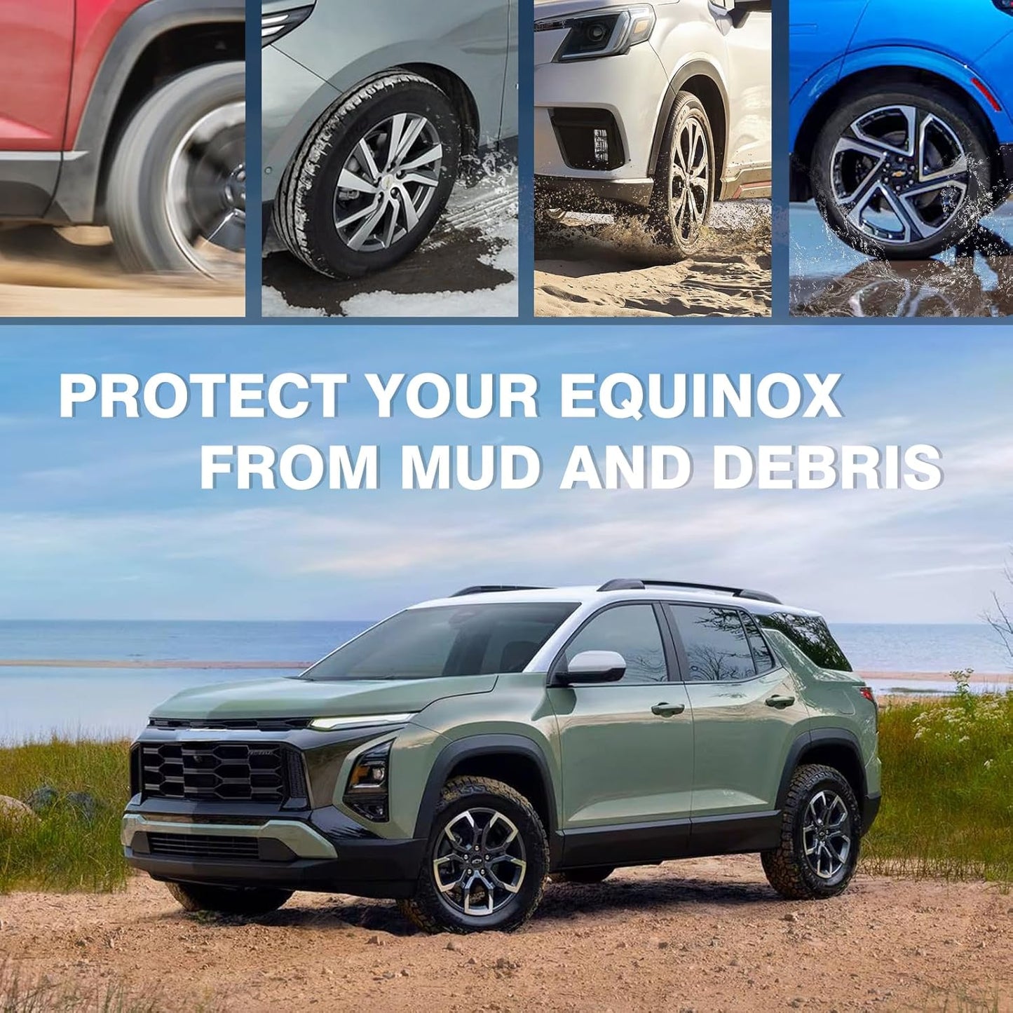 Muslogy Mud Flaps Splash Guards Compatible with 2025 Chevrolet Equinox Accessories All Weather Fender Guard Mudguards Sediment Protection Front & Rear 4PCS Fit Equinox LT RS ACTIV(Won't Fit EV)