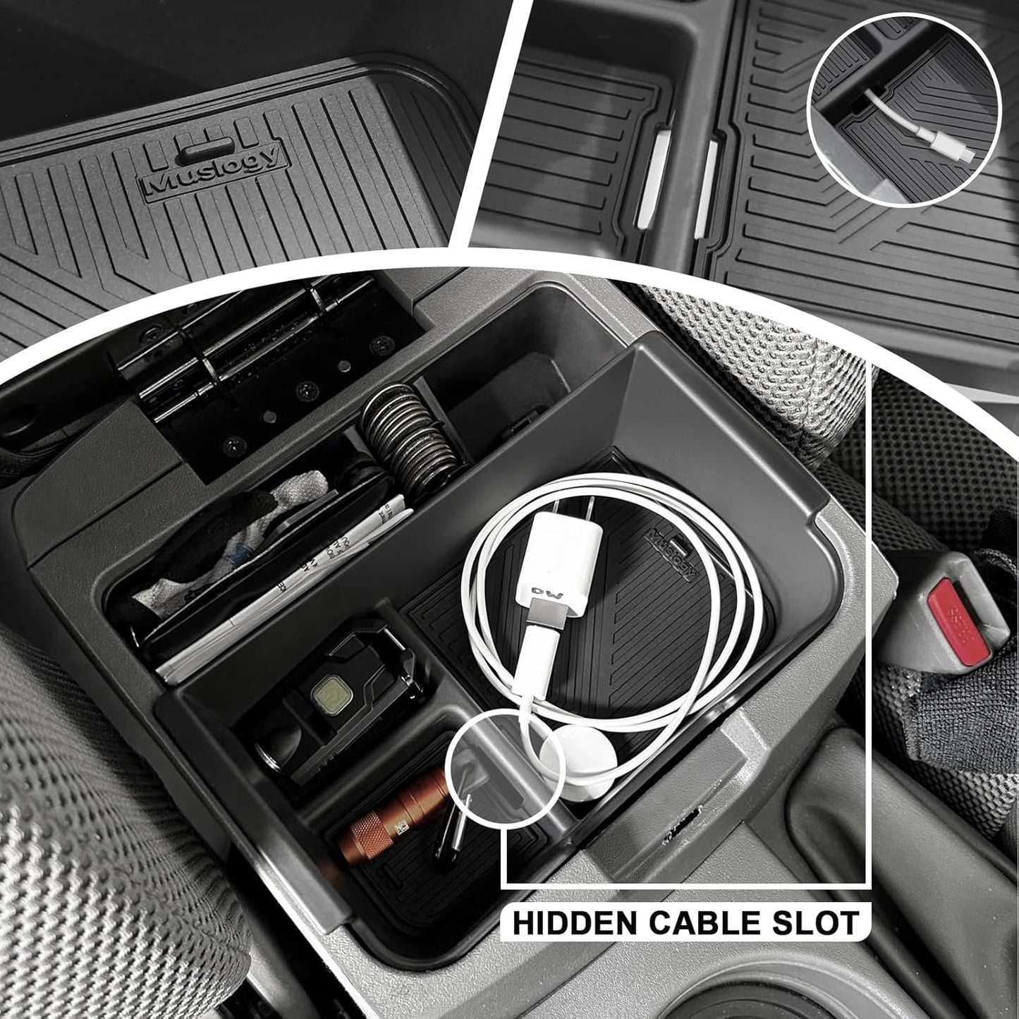 Muslogy Center Console Organizer Compatible with 2005-2021 Nissan Frontier & 2005-2012 Nissan Pathfinder Accessories Middle Console Divider Storage Box Armrest Insert Tray with Anti-Slip Mats