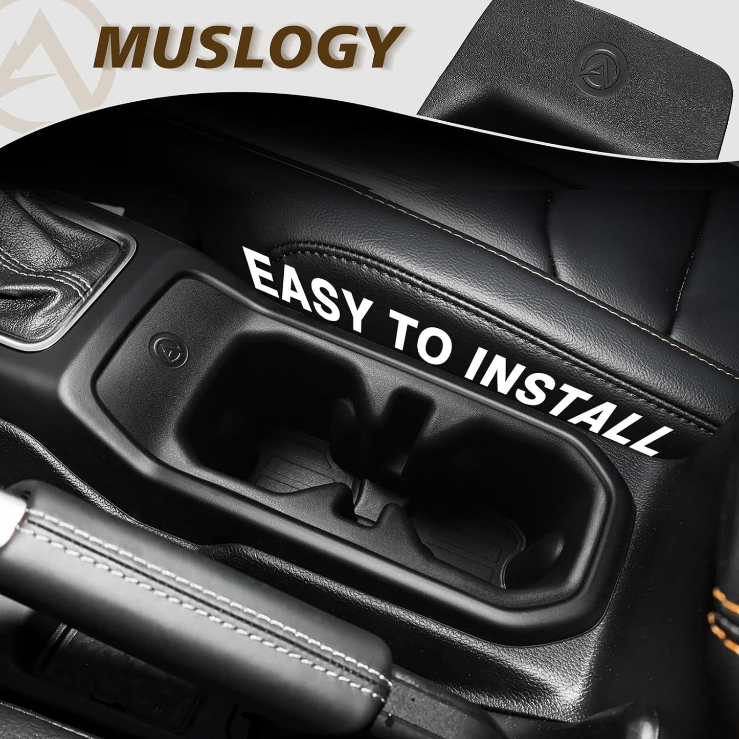Muslogy Center Console Cup Holder Inserts Compatible with 2018-2024 2025 Jeep Wrangler(JL/JLU) & Gladiator(JT) Accessories Middle Console Drink Holder TPE Organizer Non-Slip Drink Stopper