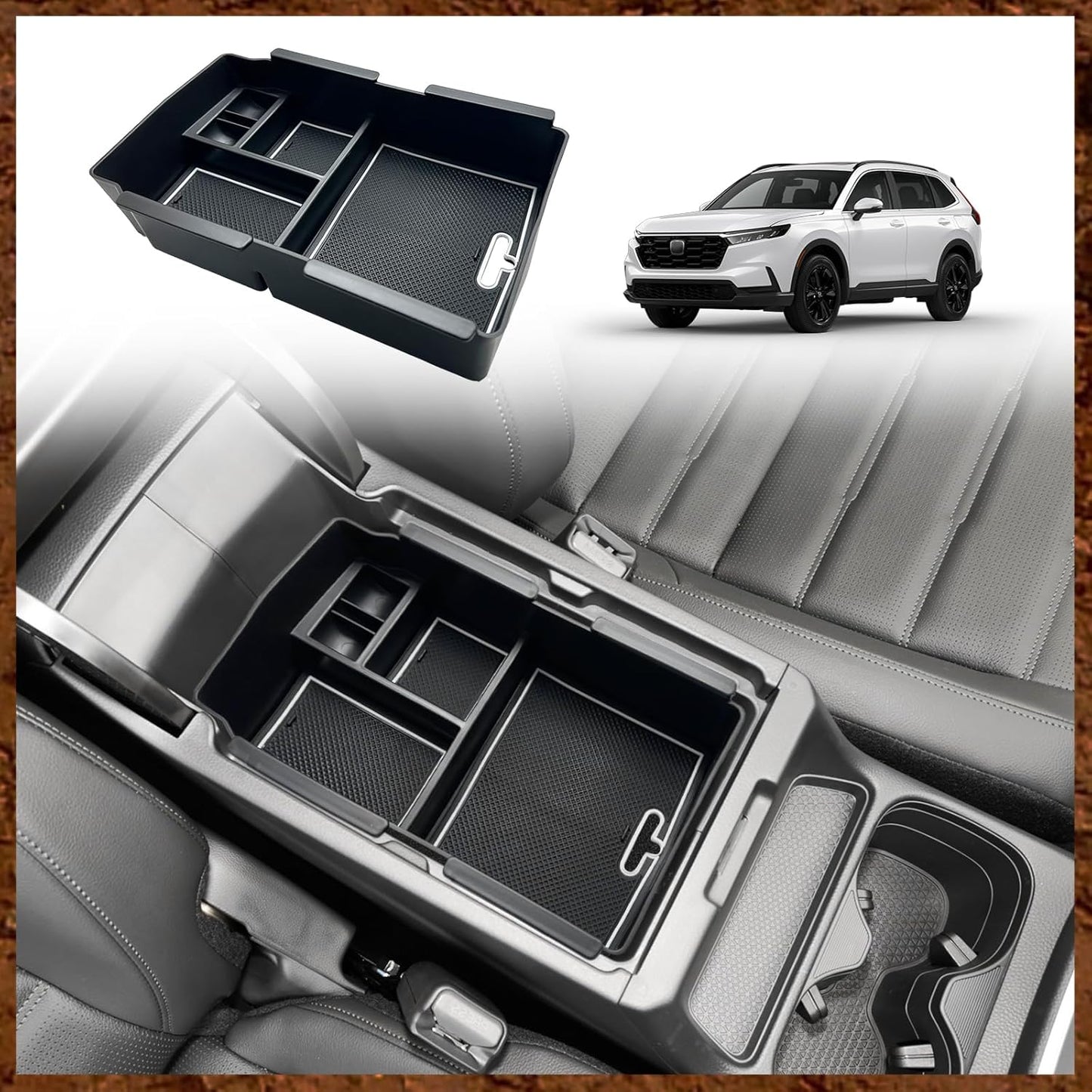Muslogy Center Console Organizer with Coin Holder Compatible with Honda CRV & CRV Hybrid 2023 2024 2025 LX EX Sport EX-L Sport Touring Hybrid Accessories (Black)