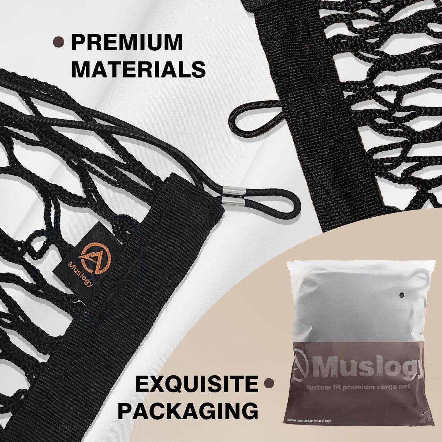 Muslogy Envelope Style Trunk Cargo Net Compatible with 2024 2025 GMC Acadia & Chevy Traverse & 2025 Buick Enclave Accessories Upgraded Mesh Storage Luggage Net with Metal Hooks