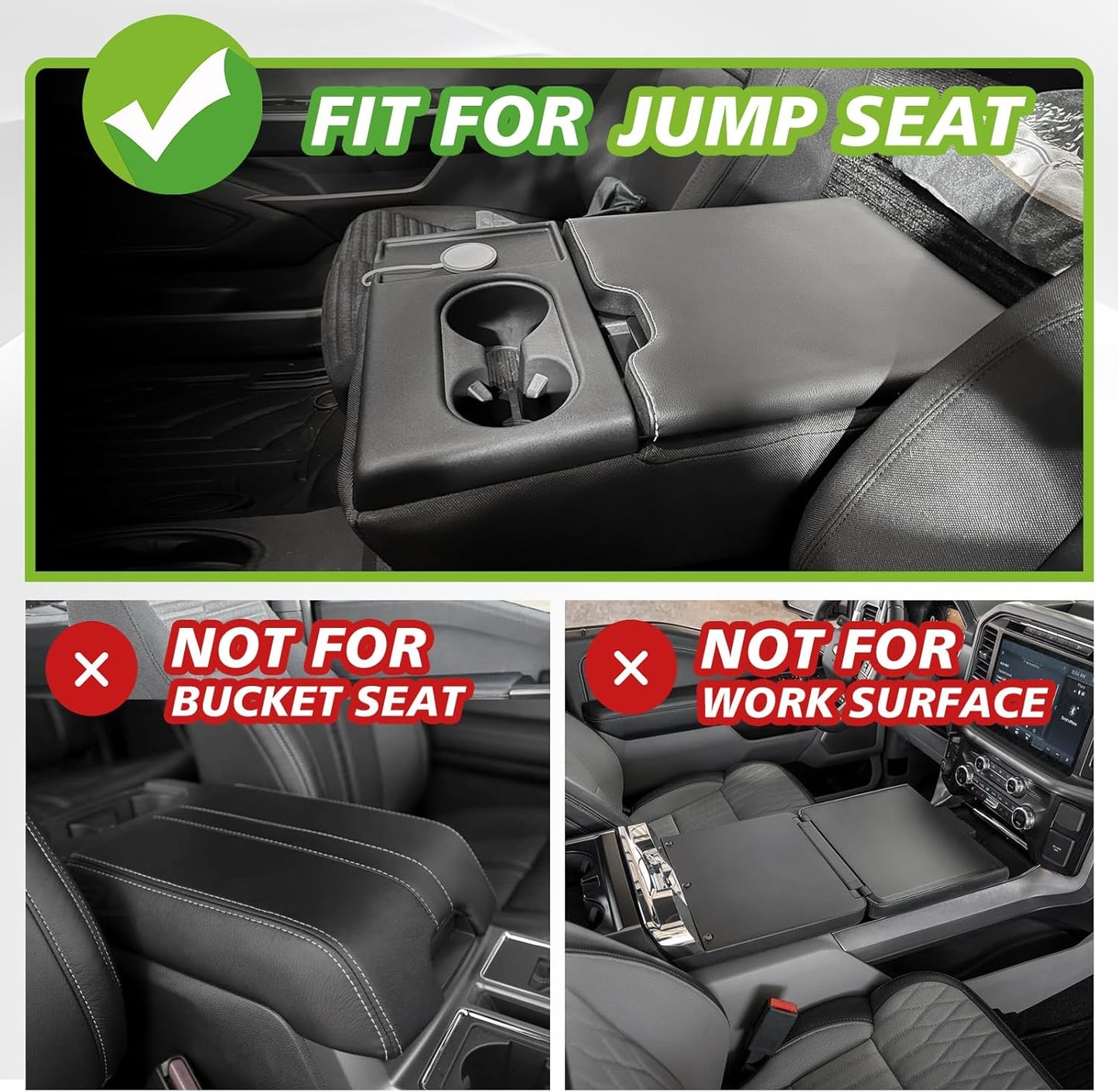 Muslogy Jump Seat Center Console Organizer Fits for Ford F150 2021-2024 2025 Accessories Storage Insert Box Console Armrest Divider(Jump Seat ONLY) - Upper Organizer