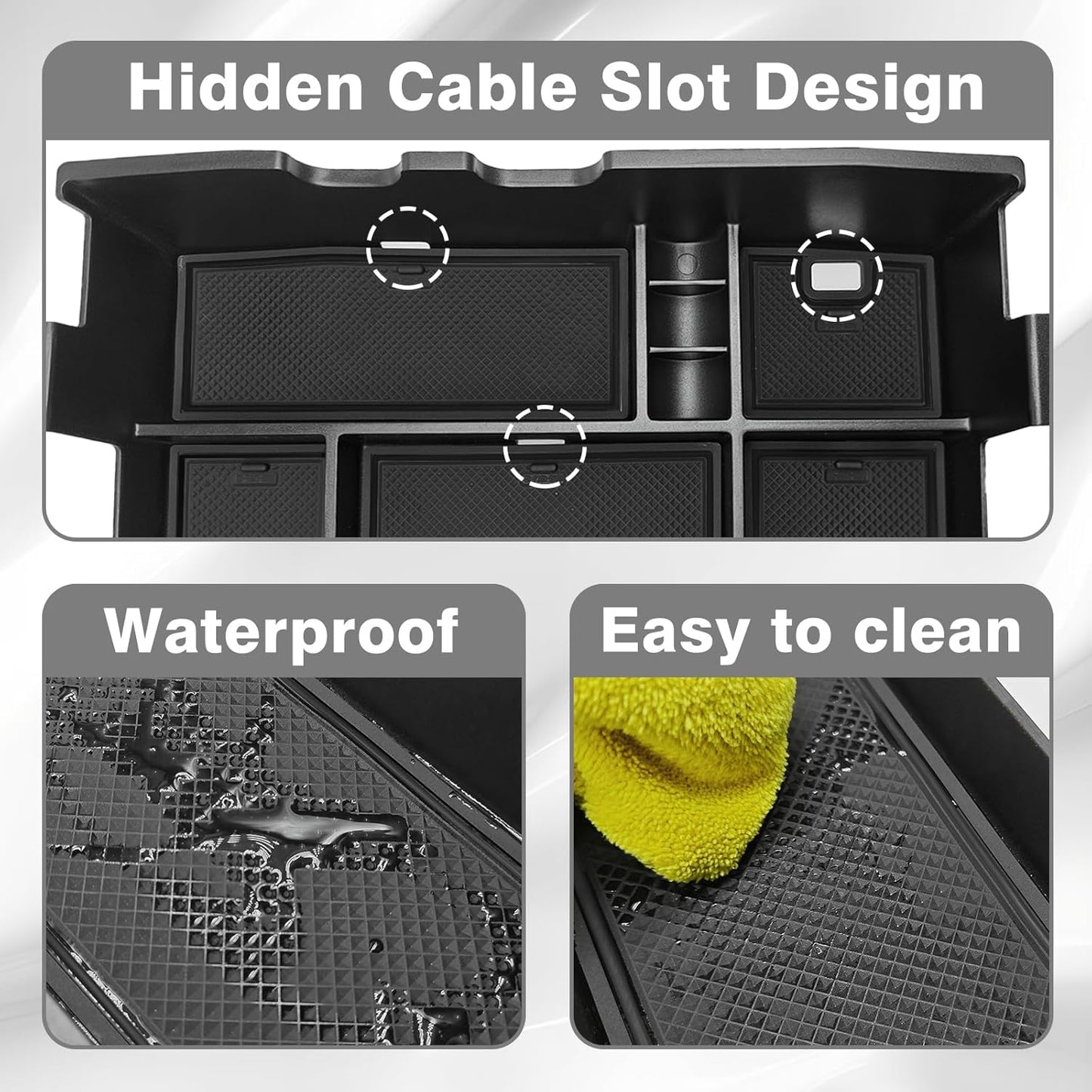 Muslogy Center Console Organizer For 2023-2025 Ford F250 F350 F450 Super Duty Accessories Custom Fit Storage Box Divider(Fit with OEM Tray), Fits Bucket Seats Only, Not for Work Surface Console(Black)