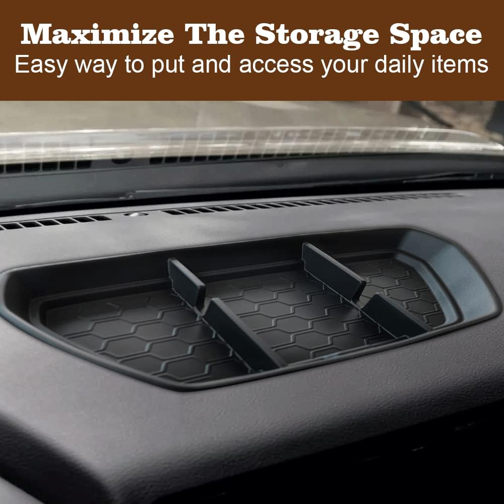 Muslogy Compatible with Nissan Frontier 2024 2023 2022 Accessories Dashboard Insert Tray Storage Box Phone Holder Non-Slide Silicone Rubber Interior Organizer (Won't Fit 2025 Frontier)