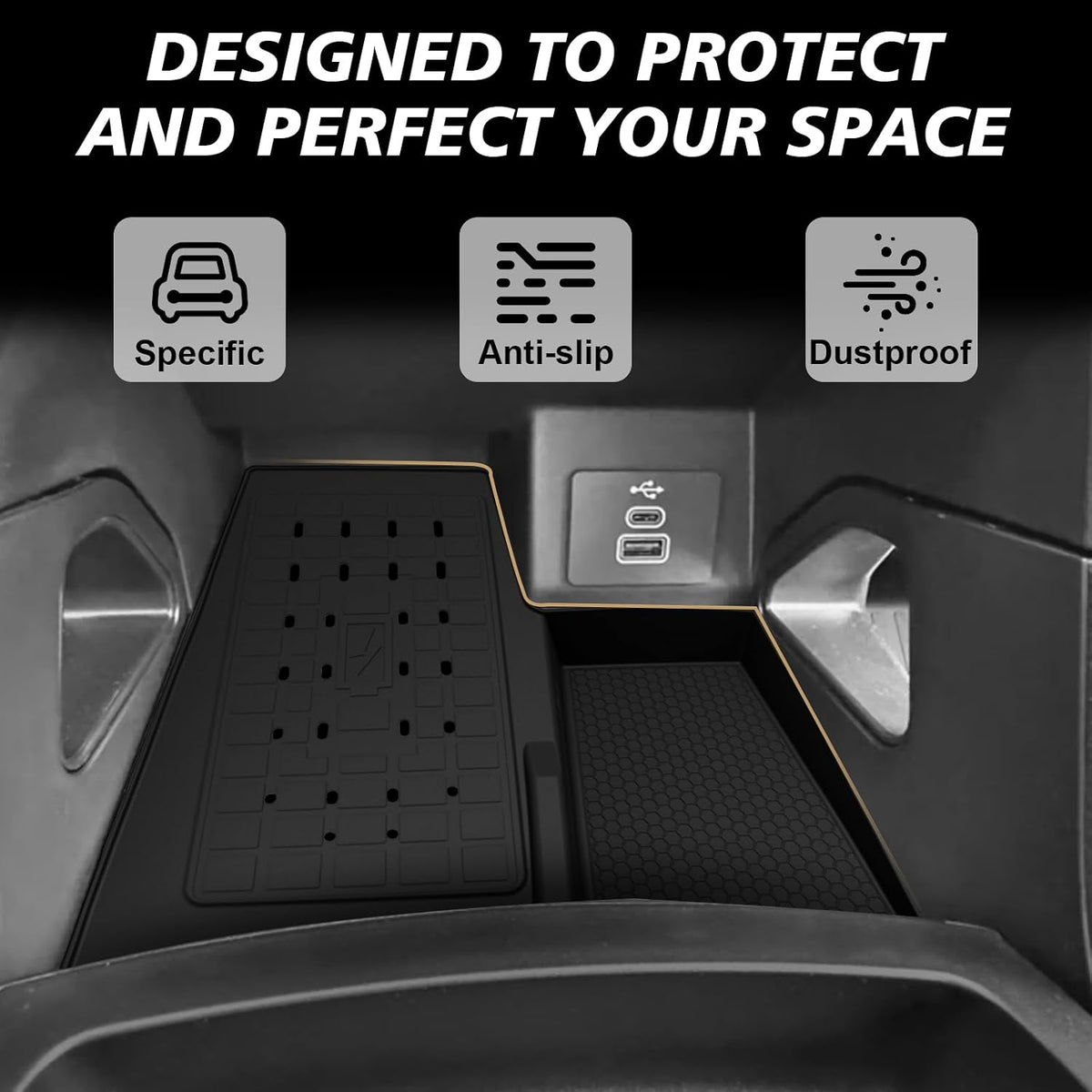 Muslogy Center Console Wireless Charger Mat for 2024-2026 Ford Ranger