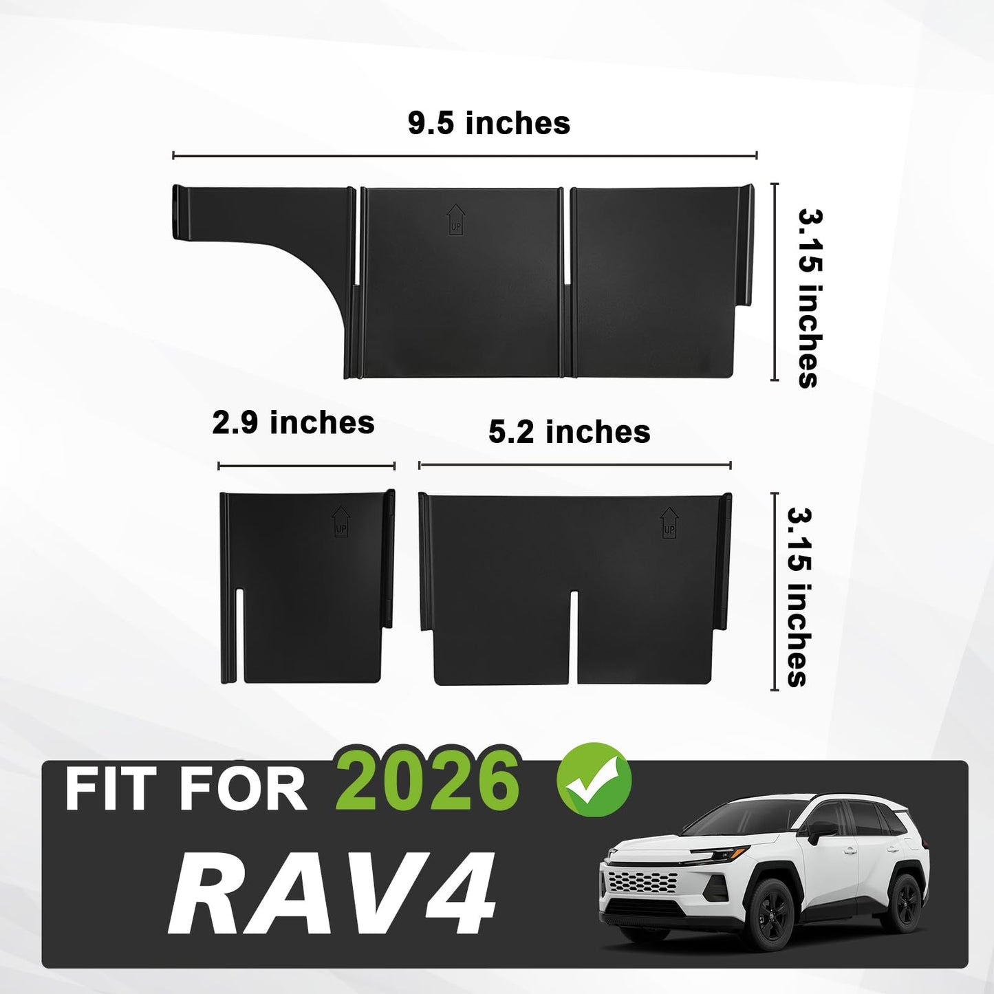 Muslogy Console Storage Divider Organizer Compatible with 2026 Toyota RAV4 Accessories Insert Box Divider ABS Secondary Storage Organizer Compartment Tray