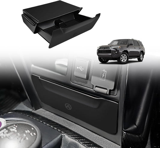 Muslogy Console Storage Drawer Compatible with Toyota 4Runner 2014-2022 2023 2024 Accessories Center Console Organizer One-Touch Cubby Storage Box ABS with Anti-Slip Mat Interior Insert Organizer