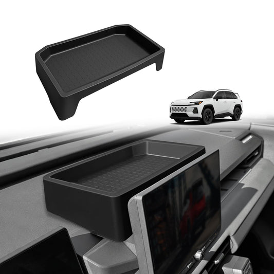 Muslogy Dashboard Storage Box Compatible with 2026 Toyota RAV4 Accessories Insert Behind Screen Console Organizer Non-Slip Silicone Material, Fits Large & Small Screens