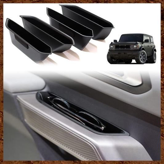 Muslogy for Bronco Door Side Storage Box Accessories,4 and 2 Door Handle Storage Box Armrest Phone Container Handle Organizer Pocket ABS Tray Interior Accessories 2021-2024 2025(4 Door)