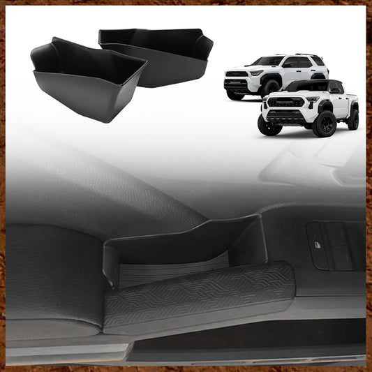 Muslogy Front Door Handle Inserts Box Interior Storage Organizer Compatible with 2024 2025 Toyota Tacoma & 2025 4Runner Accessories Door Grab Handle Pocket Side Armrest Phone Pocket Organizer 2PCS
