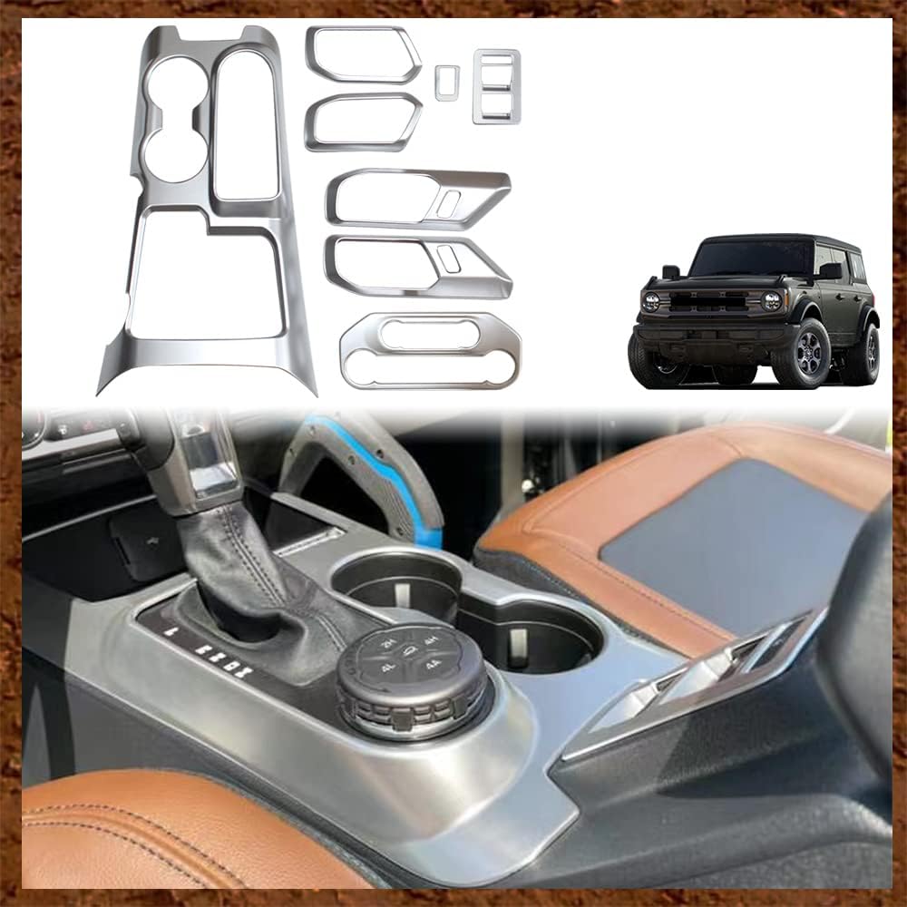 Muslogy Compatible with Ford Bronco 2023 2024 4Door Set of 9 Interior Modification Covers Gear Shift Panel Trim Inner Door Handle Bowl Steering Wheel Cover for Bronco 2021-2024 (Matt Carbon Fiber)