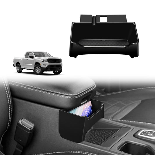 Muslogy Compatible with 2022-2025 2026 Nissan Frontier Accessories Center Console Front Hanging Storage Organizer Box Armrest Hanging Storage Box Tray with Anti-Slip Inserts