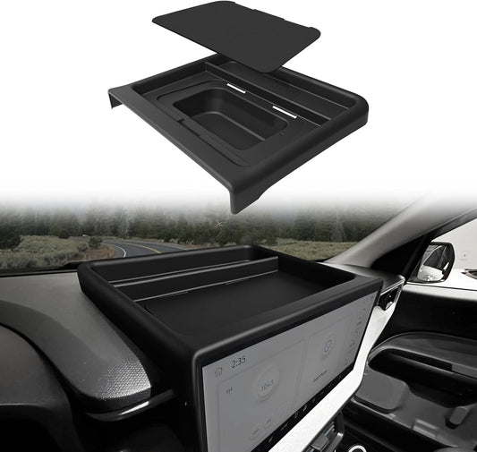 Muslogy Dashboard Storage Organizer Compatible with 2025 Ford Maverick Accessories Center Console Insert Tray with Magnetic Lid Hidden Panel Secret Compartment Fits 2025 Maverick Behind Screen