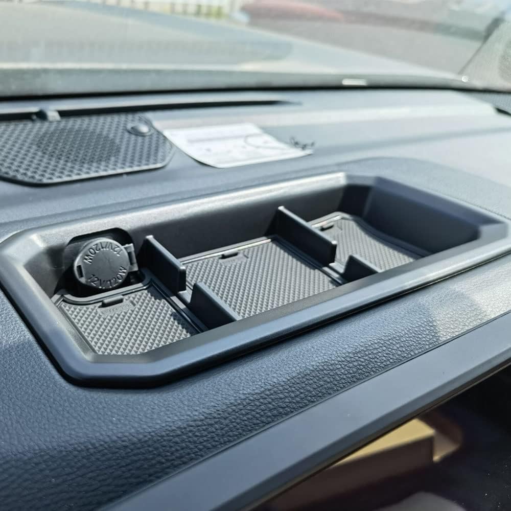 Muslogy for Tundra 2022-2024 Dash Storage Box Tray Center Console Organizer Compatible with Toyota Tundra 2022 Interior Accessories PVC Black Trim