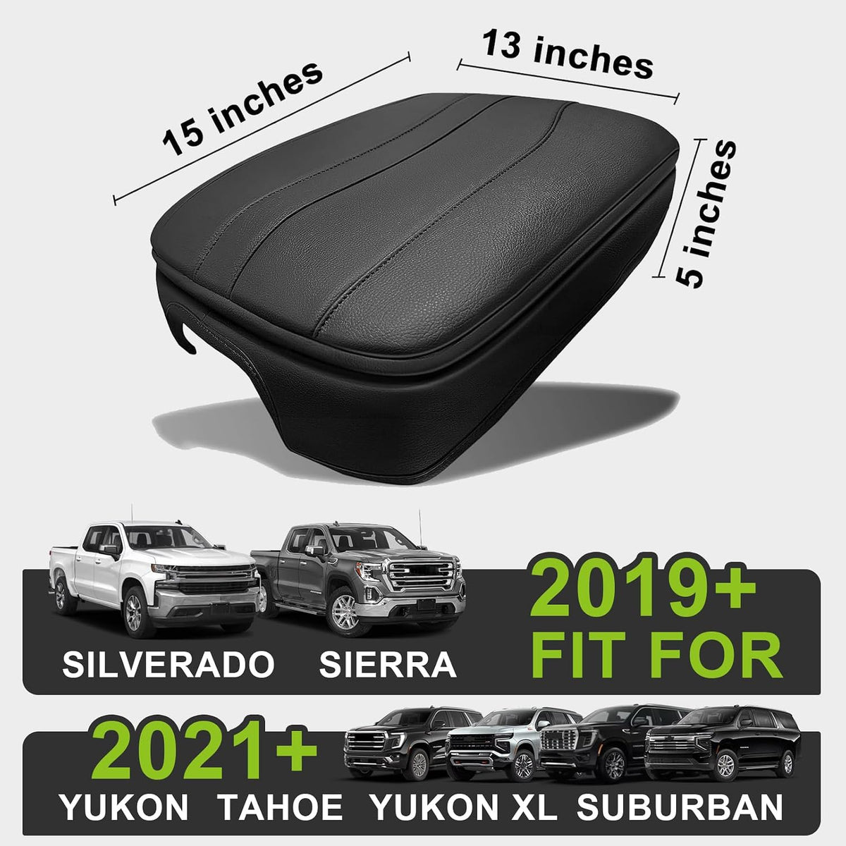 Muslogy Armrest Cover for Silverado Sierra 2019-2026, Extra Thick, Bucket