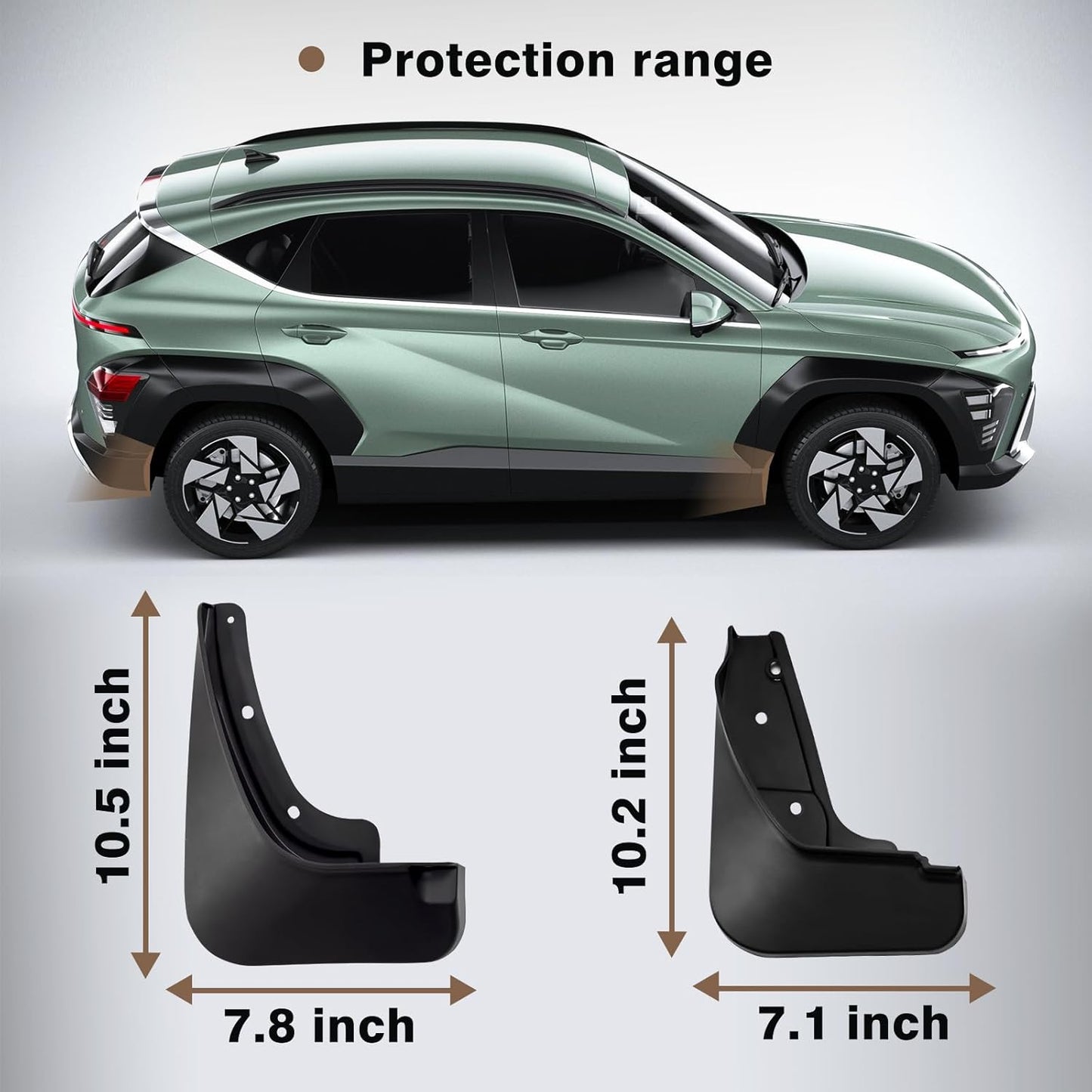 Muslogy for 2024 2025 Kona Mud Flaps Splash Guards Front & Rear 4Pcs Fender Flaps No Drilling Required Compatible with Hyundai Kona 2024 Accessories(Won't Fit N Line Model)