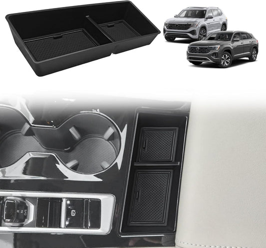Muslogy Center Console Organizer Compatible with Volkswagen Atlas & Cross Sport 2024 2025 Interior Accessories Armrest Front Storage Tray Secondary Storage Box(Armrest Front Tray)