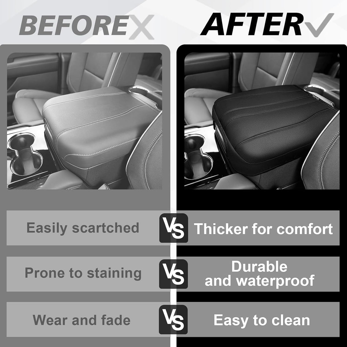 Muslogy Armrest Cover for Silverado Sierra 2019-2026, Regular Thick, Bucket