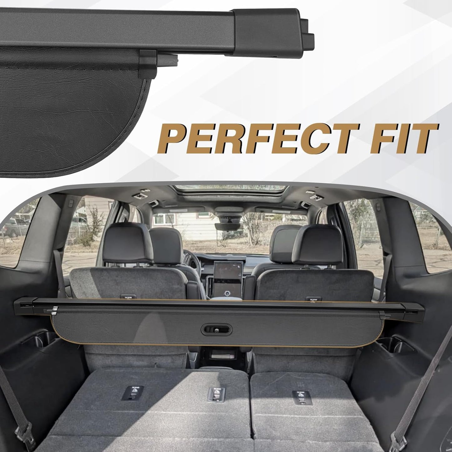 Muslogy Cargo Cover Rear Trunk Retractable Compatible with 2024 2025 GMC Acadia & Chevy Traverse & 2025 Buick Enclave Accessories Trunk Cargo Cover Privacy Security Shield Shade Luggage Cover