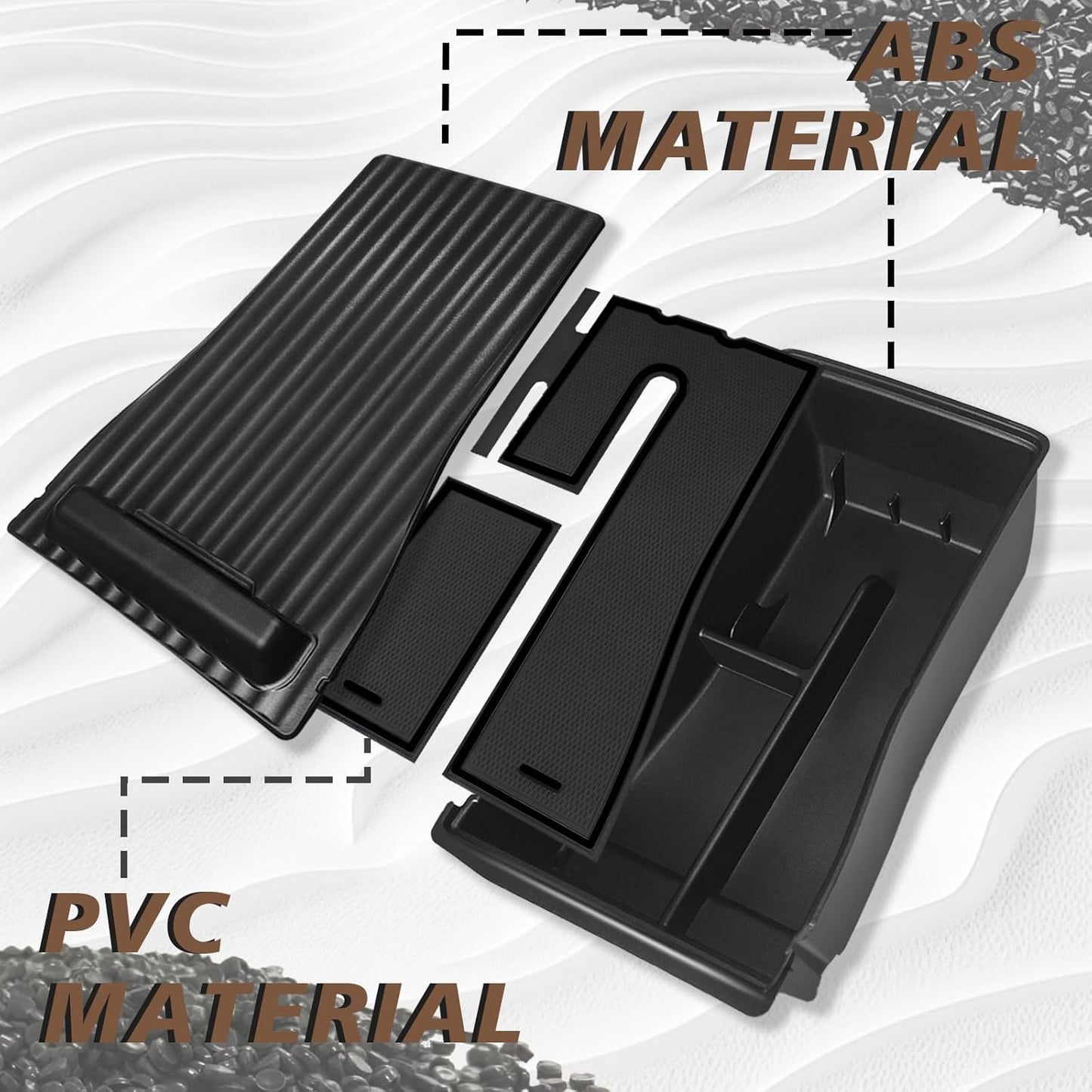 Muslogy Center Console Organizer Compatible with 2024 Hyundai Kona/Kona EV Accessories Middle Console Storage Box Coin Holder Won't fit SE SEL Trim (Black)