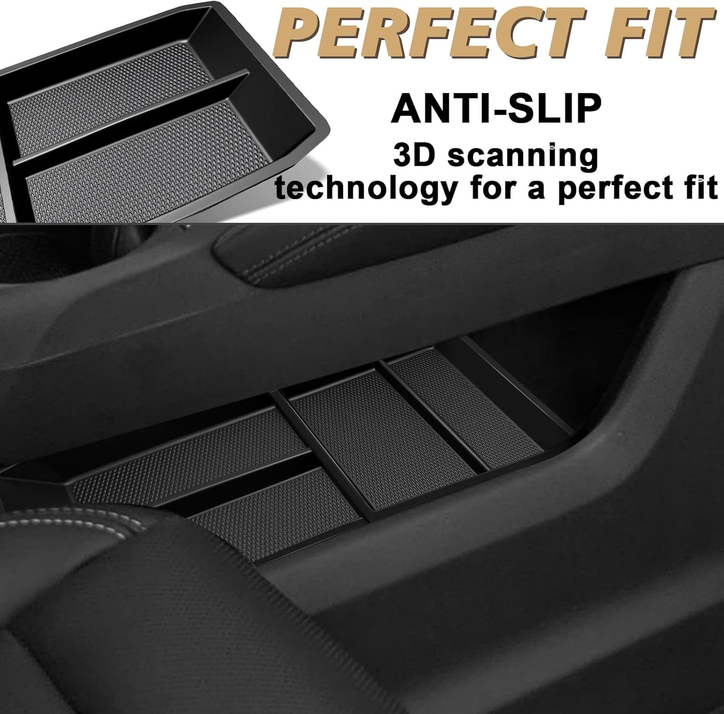 Muslogy Lower Center Console Organizer Compatible with 2025 2026 GMC Terrain Accessories TPE Material Split Storage Box Armrest Console Insert Accessories for Terrain Elevation, AT4, Denali