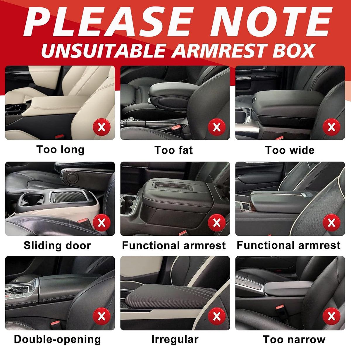Muslogy Armrest Cover for Most Vehicle SUV Sedan, Regular Thick, w/Pockets