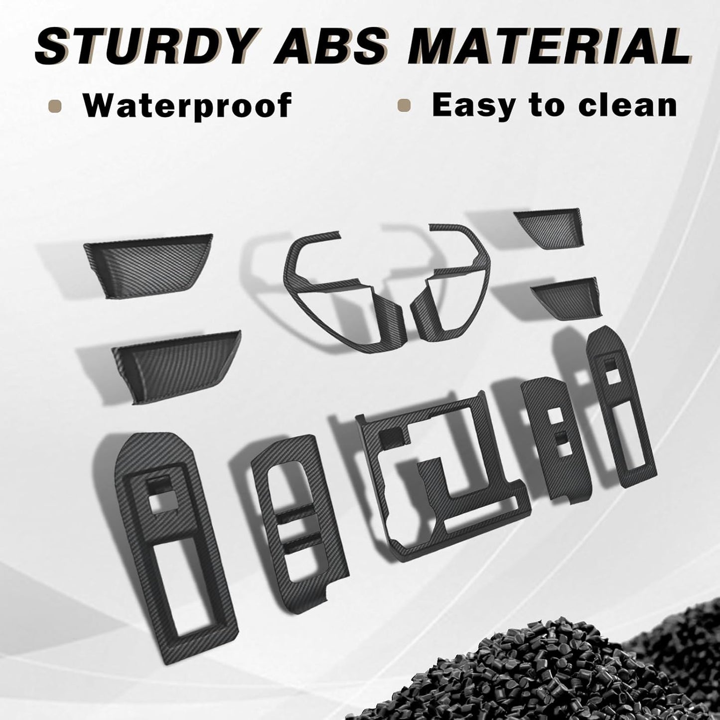 Muslogy Interior Trim Kit Cover 11PCS Compatible with 2024 2025 Toyota Tacoma&2025 4Runner Steering Wheel Center Console Window Switch Inner Door Cover(Won't Fit 2Door Tacoma) (Matte Carbon Fiber)
