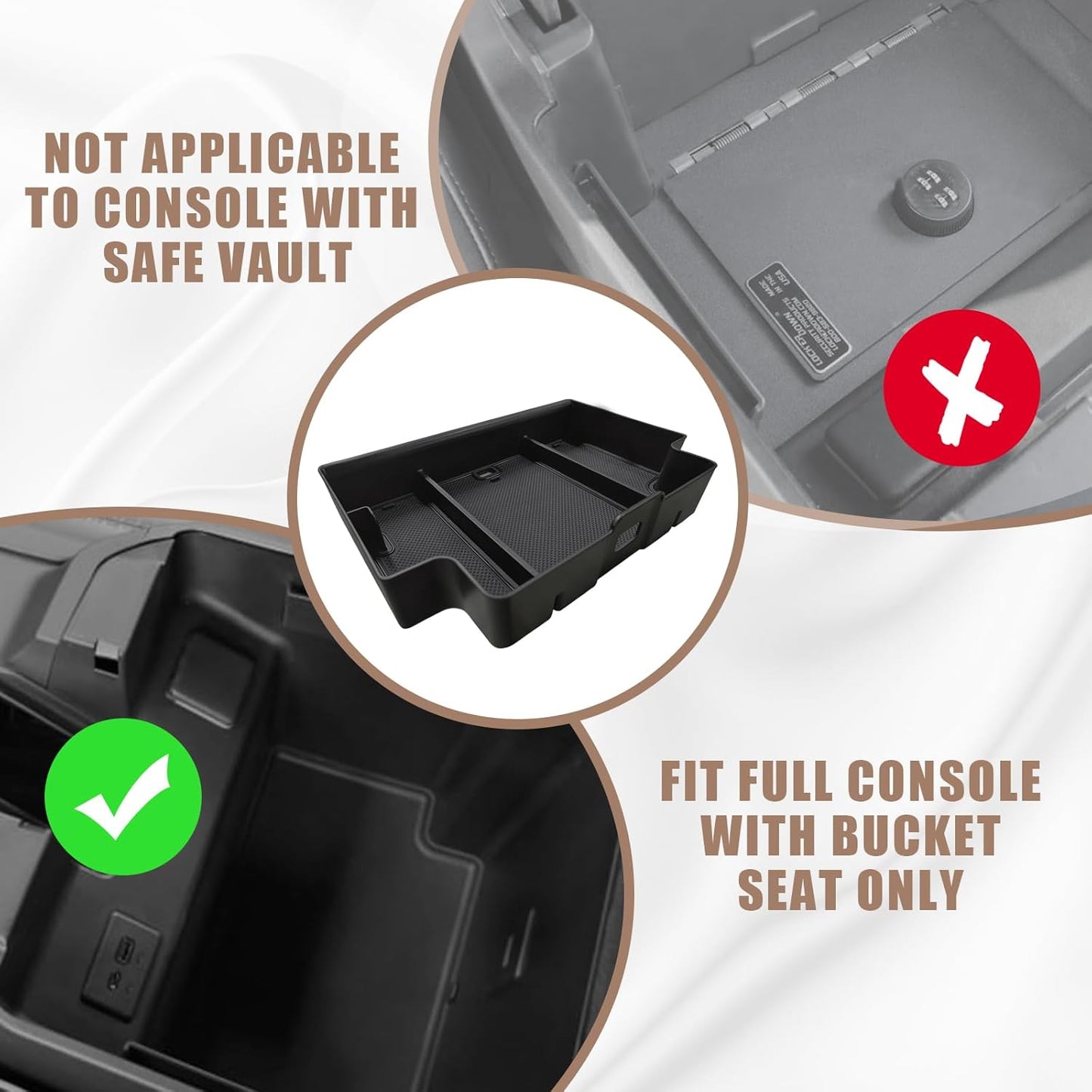 Muslogy Center Console Organizer Compatible with 2022-2025 Chevy Silverado/GMC Sierra 1500, 2024 Silverado & Sierra 2500 3500HD Armrest Storage - Full w/Bucket Seats ONLY(Console Tray&Mats Set)