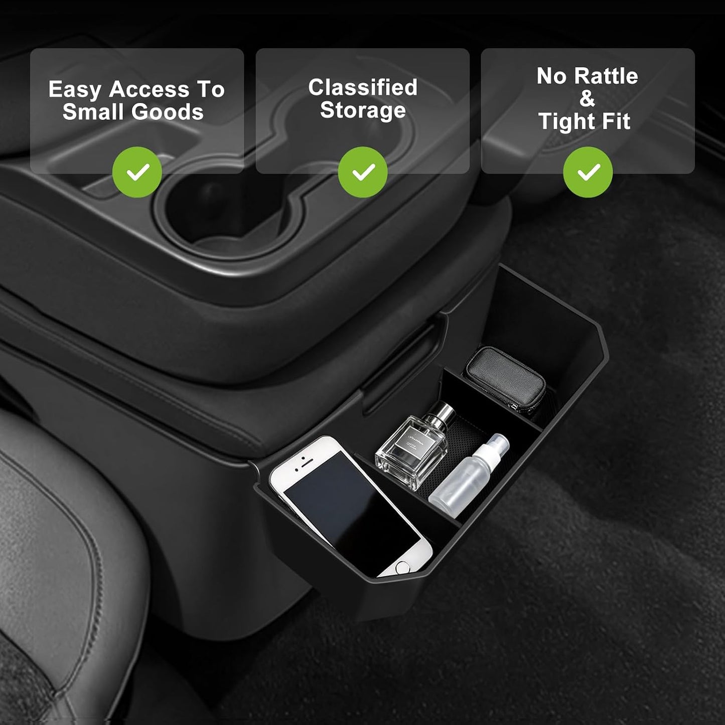 Muslogy Center Console Hanging Organizer Box Compatible with 2019-2026 Chevy Silverado/GMC Sierra 1500 & 2020-2026 Silverado/Sierra 2500 3500HD Accessories Hanging Box (Split-Bench Folding Seat Only)