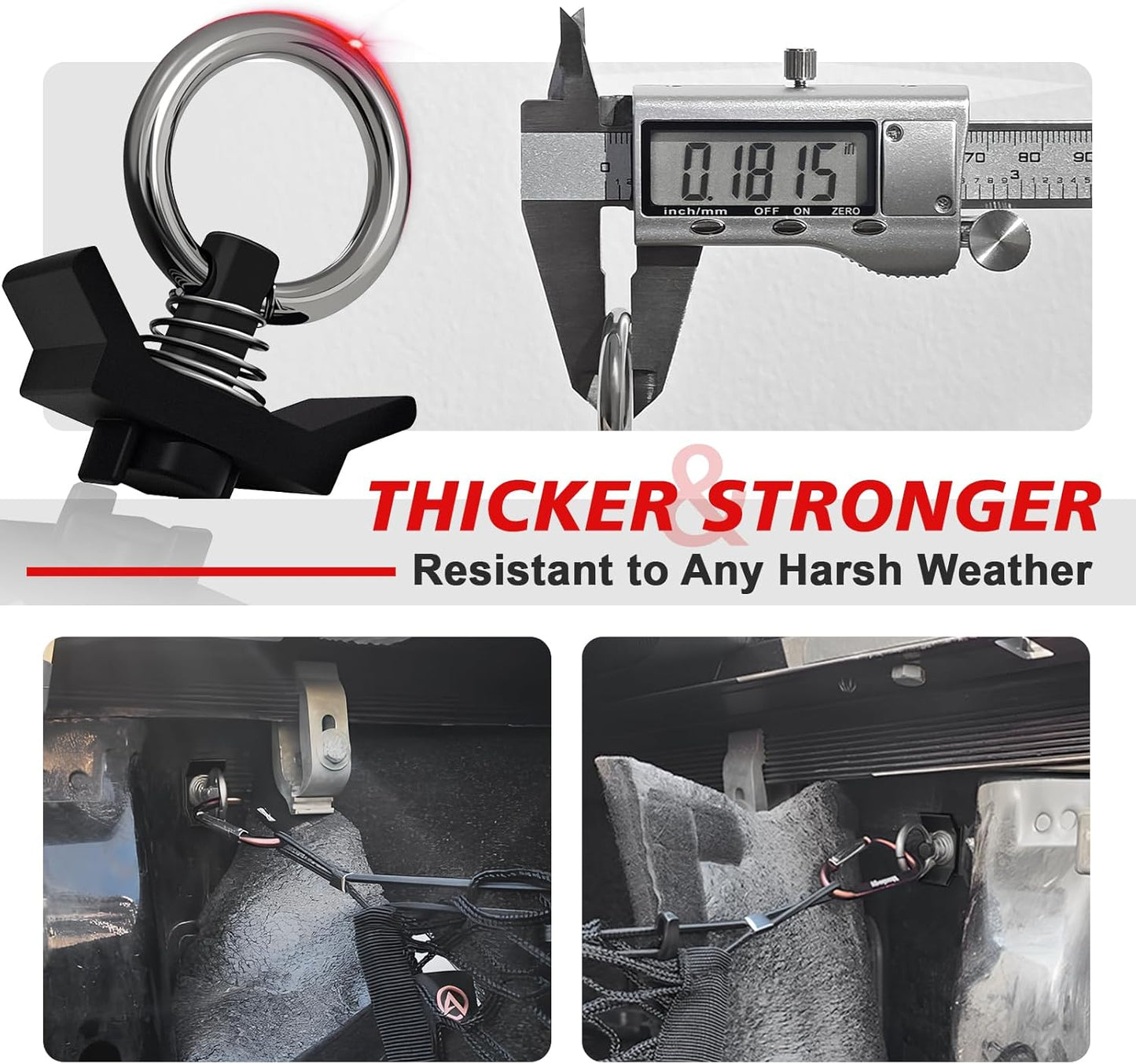 Muslogy Mounting Snap-in Bed Tie Down Anchors Compatible with 2015+ Ford F150 & 2017+ F250/F350/F450 Tie-Down Anchors Mount Hooks Patent Pending Securing Cargo 2PCS(Not for Spray-in Liner Beds)