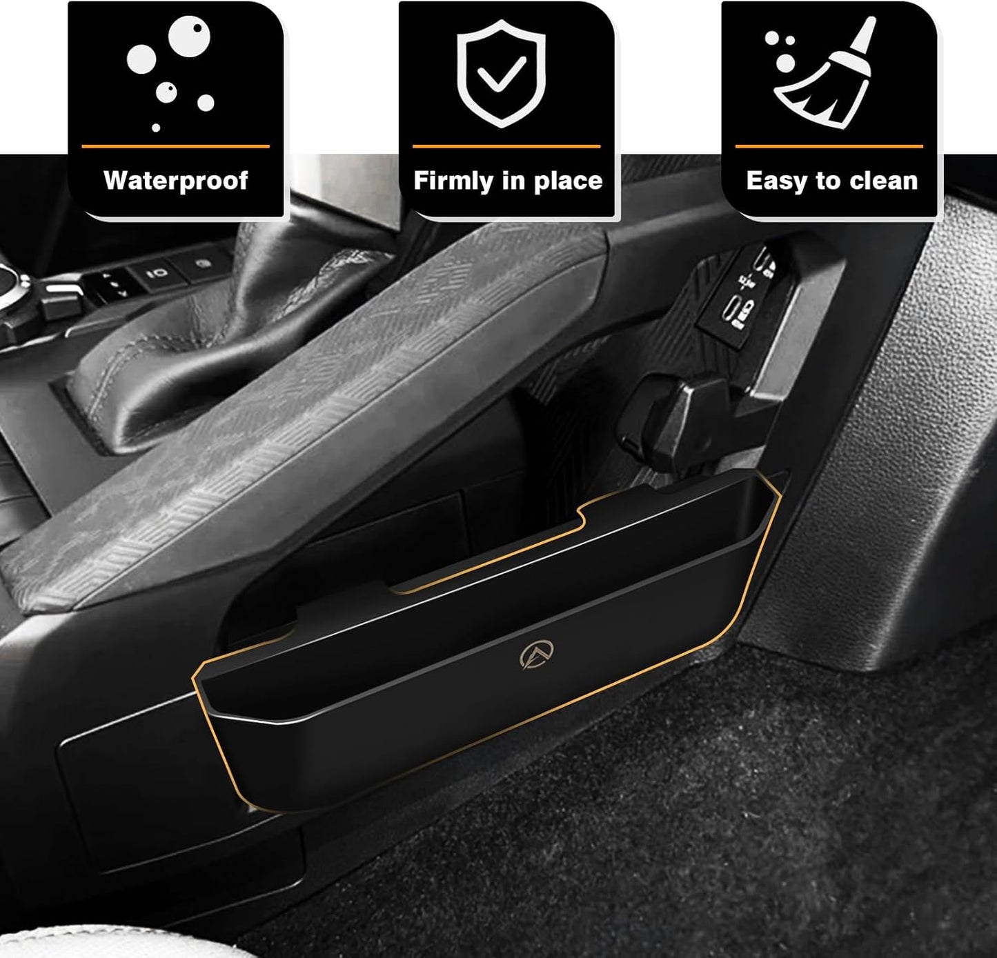 Muslogy Center Console Organizer Compatible with 2024 2025 Toyota Tacoma & 2025+ 4Runner Accessories Middle Console Hanging Storage Box Passenger Side Phone Pocket with Anti-Slip Mat (A Style)