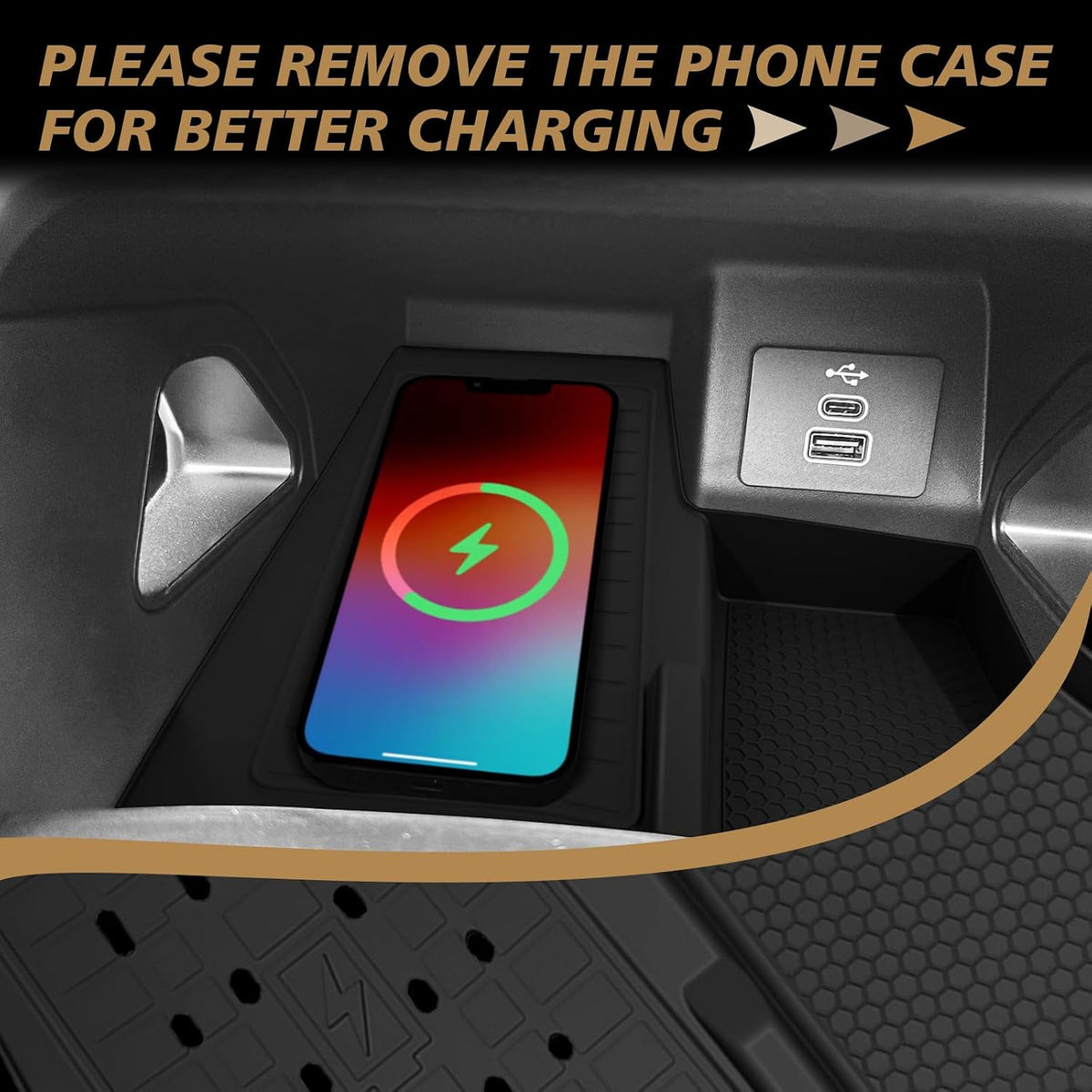 Muslogy Center Console Wireless Charger Mat for 2024-2026 Ford Ranger