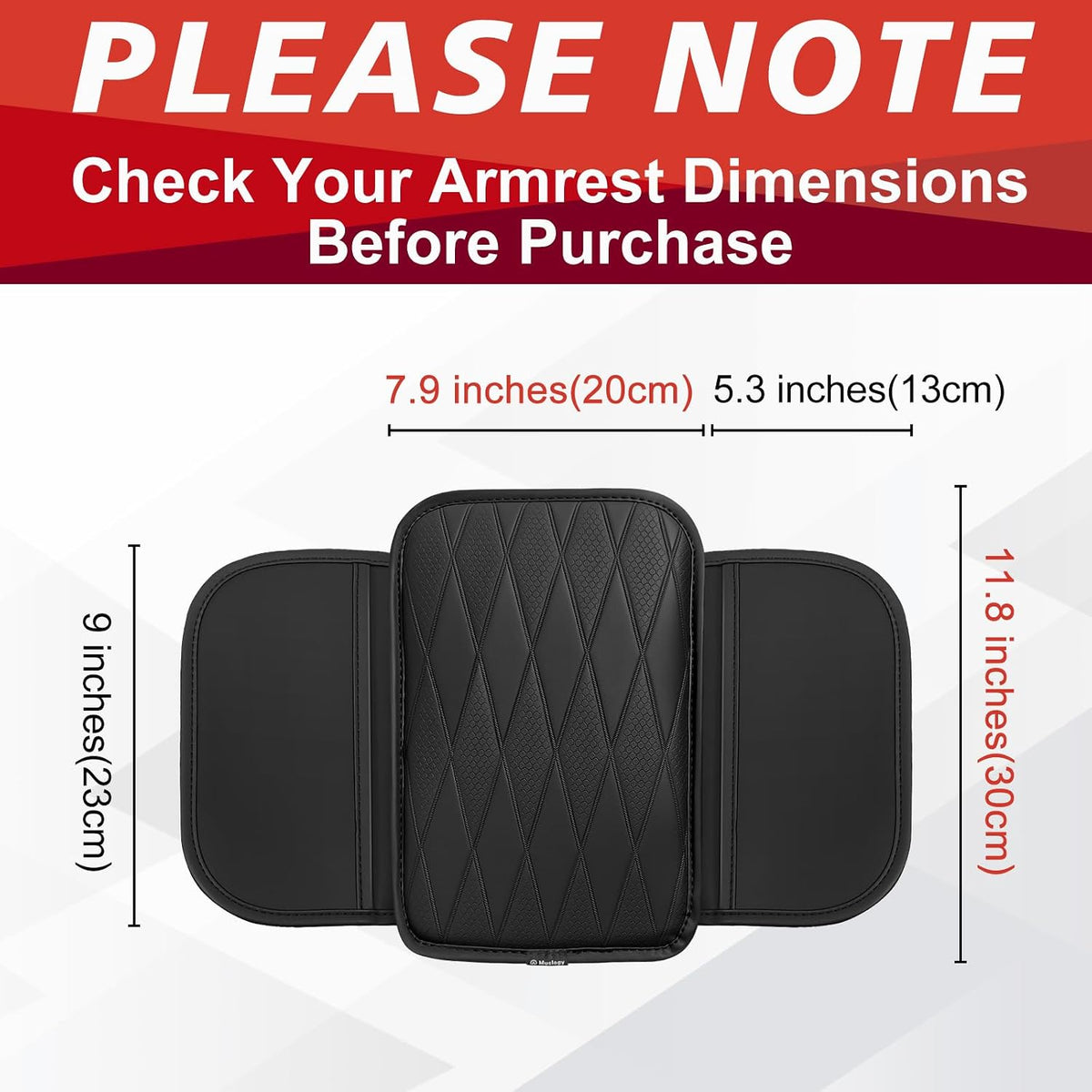 Muslogy Armrest Cover for Most Vehicle SUV Sedan, Regular Thick, w/Pockets