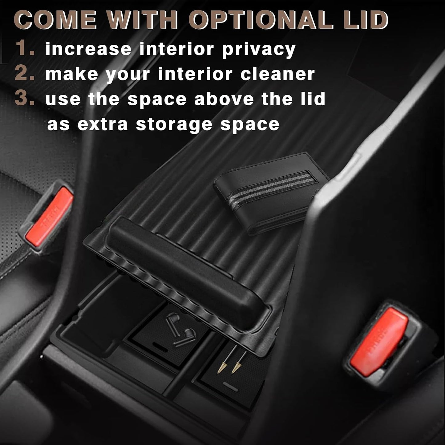 Muslogy Center Console Organizer Compatible with 2024 Hyundai Kona/Kona EV Accessories Middle Console Storage Box Coin Holder Won't fit SE SEL Trim (Black)