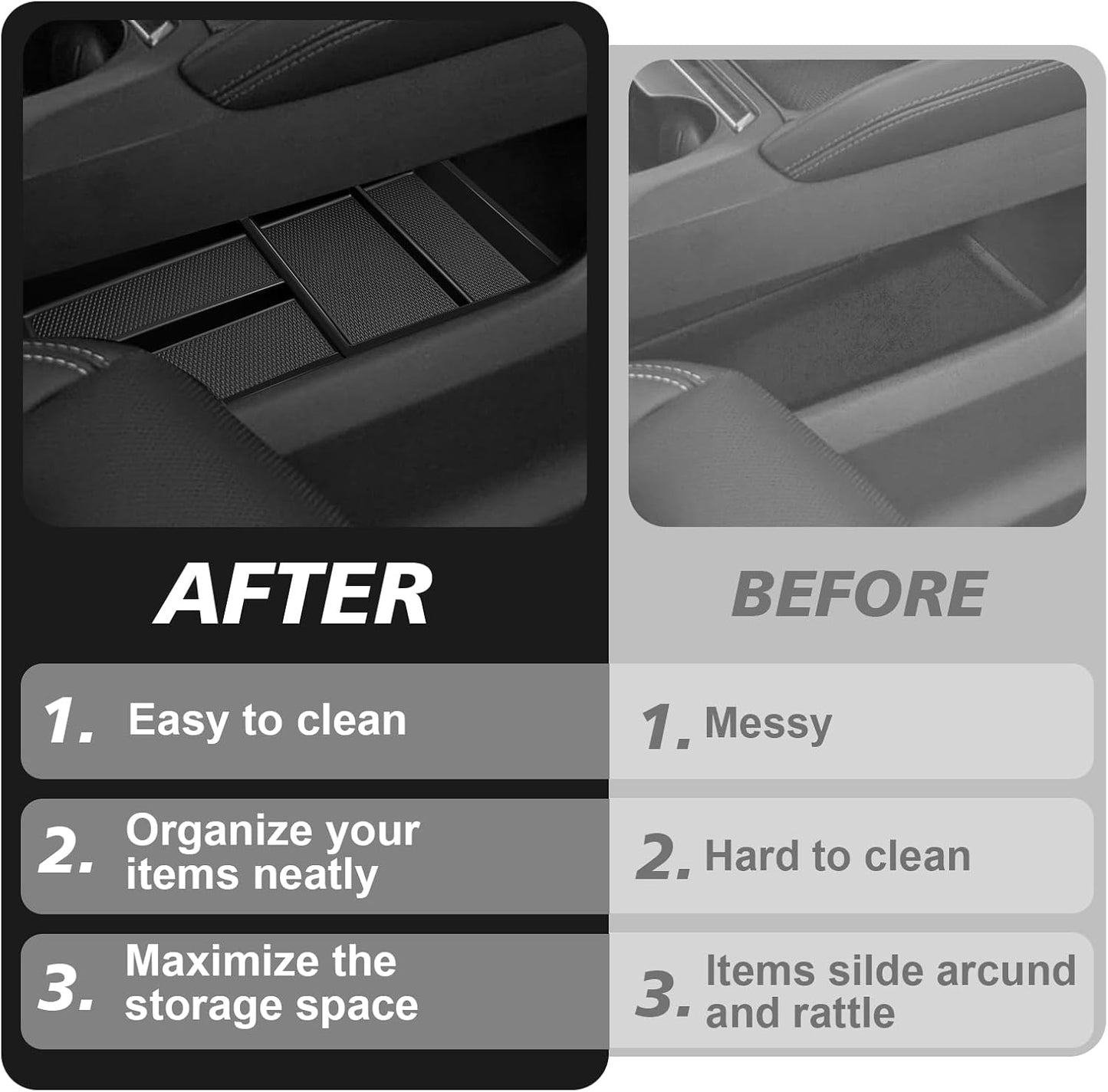 Muslogy Lower Center Console Organizer Compatible with 2025 2026 GMC Terrain Accessories TPE Material Split Storage Box Armrest Console Insert Accessories for Terrain Elevation, AT4, Denali