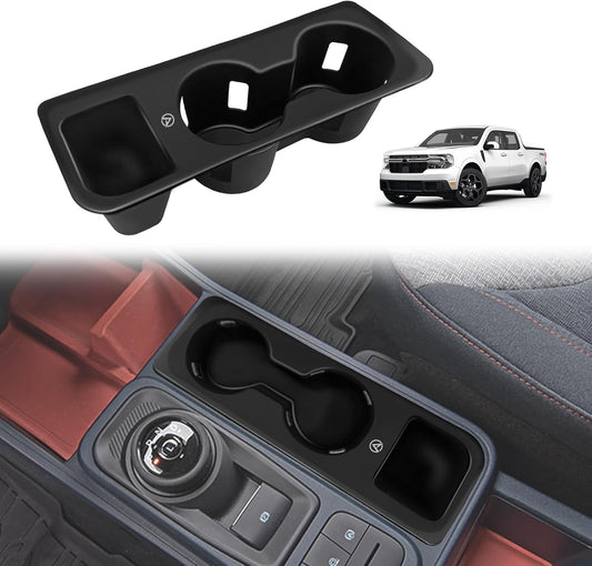 Muslogy Center Console Cup Holder Inserts Compatible with 2022-2025 Ford Maverick Accessories Middle Console Drink Holder Silicone Black Organizer Non-Slip Drink Stopper