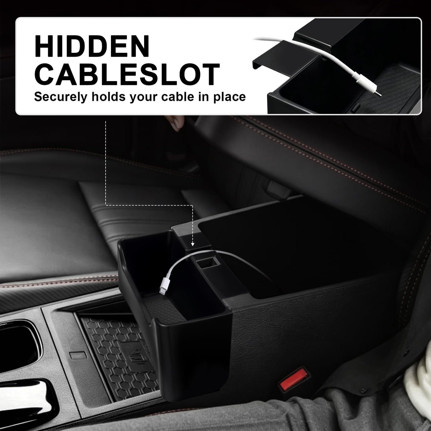 Muslogy Compatible with 2022-2025 2026 Nissan Frontier Accessories Center Console Front Hanging Storage Organizer Box Armrest Hanging Storage Box Tray with Anti-Slip Inserts
