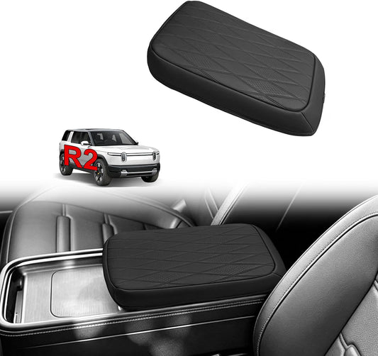 Muslogy Center Console Armrest Cover for 2026+ Rivian R2 (Diamond Pattern)