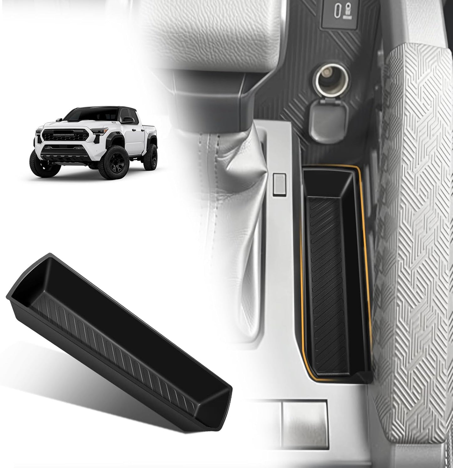 Muslogy Center Console Inserts Compatible with 2024 2025 Tacoma Accessories Middle Console Gear Shift Waterproof Silicone Inserts Beside Handbrake Gear Shift Storage Organizer (Won't fit 4Runner)